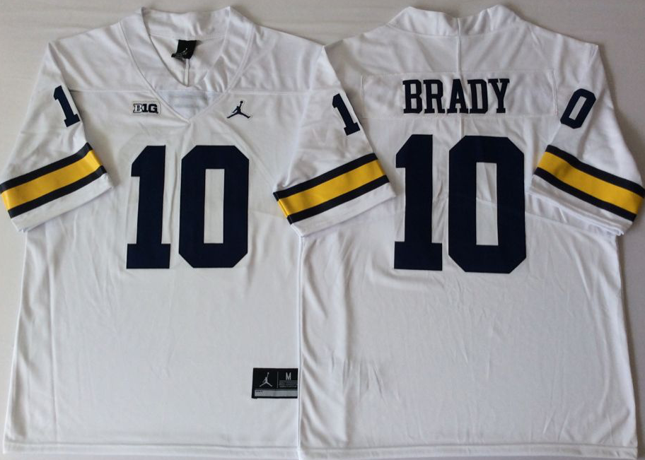 NCAA Men Michigan Wolverines White 10 BRADY